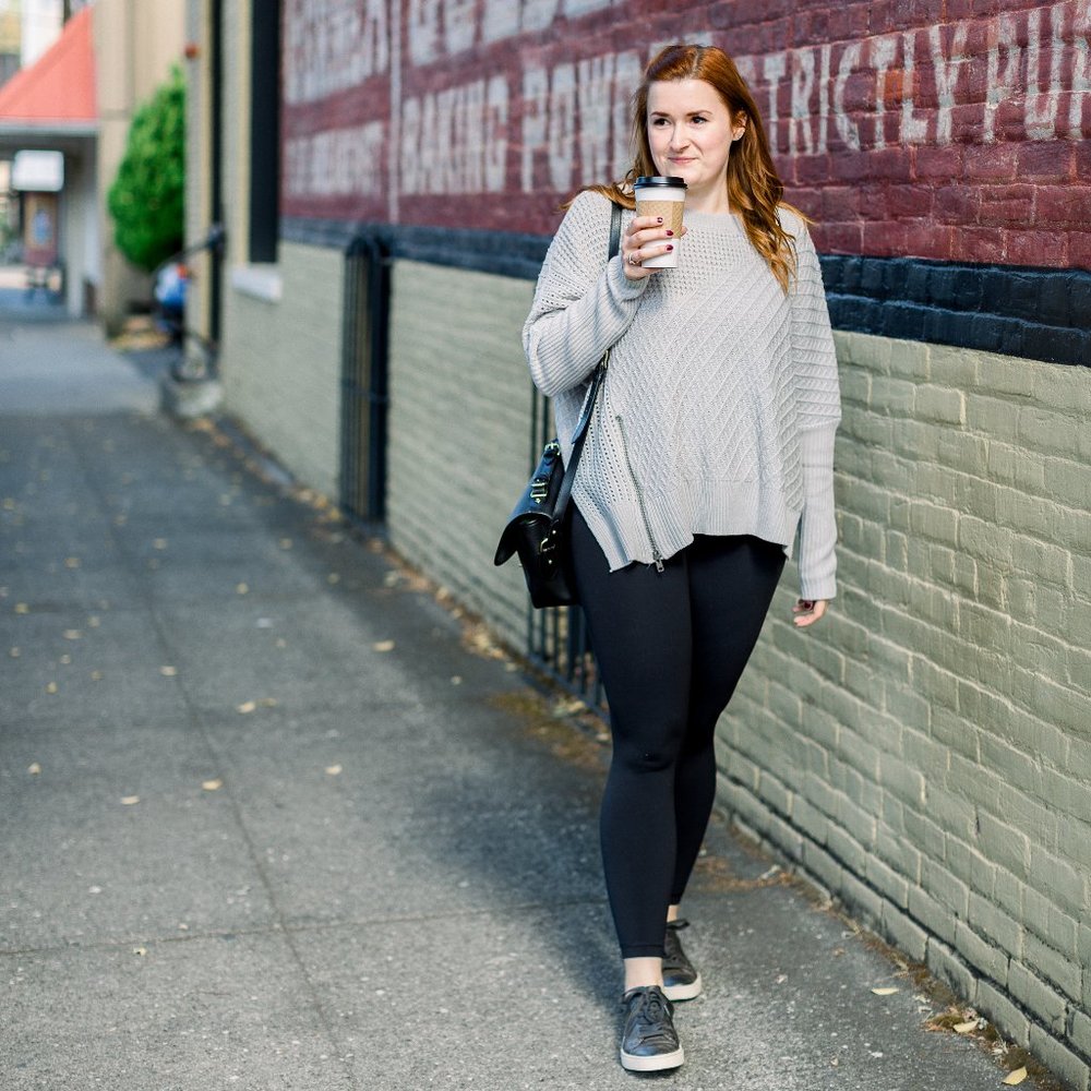 She & Sky Oversized Knit Gray Sweater One Size